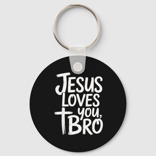 Jesus älskar dig bro kristen religiös  nyckelring (Framsida)