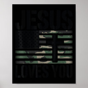 Jesus älskar dig Camo kristen 4 juli män kvinnor  Poster