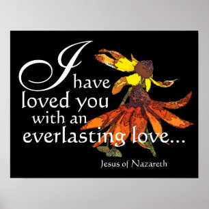 Jesus älskar dig den Coneflower konstaffischen Poster