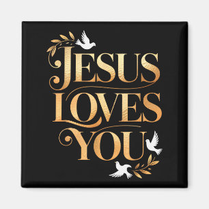 Jesus älskar dig duva och olivkvist elegant kriste magnet