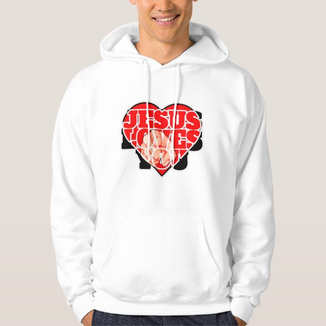 Jesus älskar dig-Inspirerande kristen tro Hoodie (Framsida)
