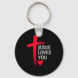Jesus älskar dig kristen kärlek kors hjärta design nyckelring