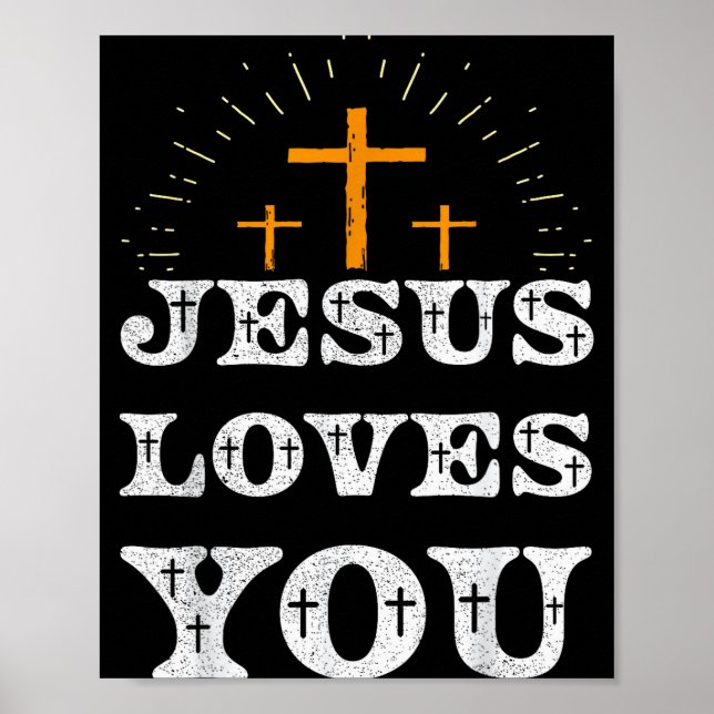 Jesus älskar dig kristet kors tro  poster (Framsidan)