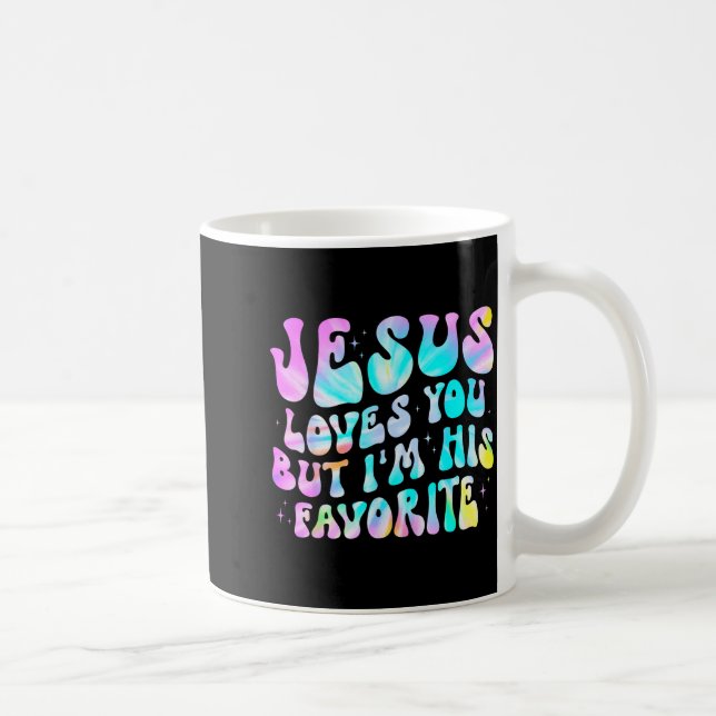 Jesus älskar dig men jag är hans favorit kristna G Kaffemugg (Höger)