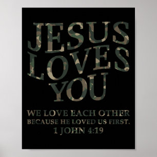 Jesus Älskar Dig Mig Kamouflage Kristna Ungdomsmän Poster