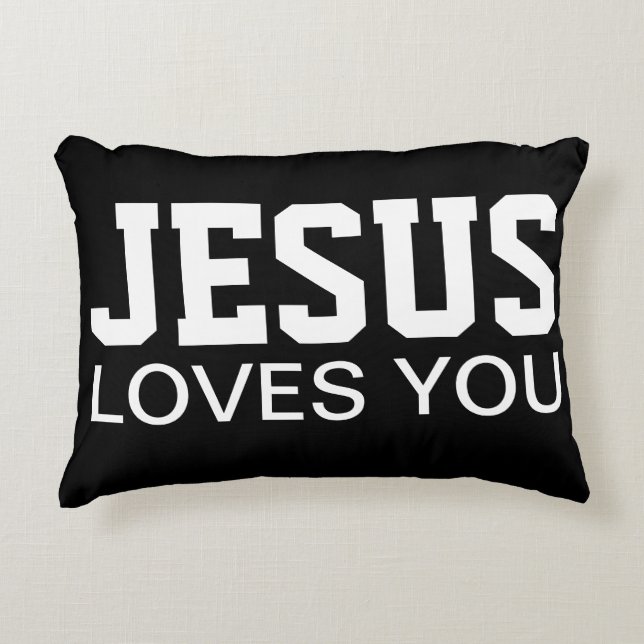 Jesus älskar dig motiverande typografi prydnadskudde (Framsidan)