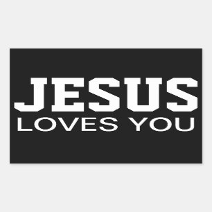 Jesus älskar dig motiverande typografi rektangulärt klistermärke