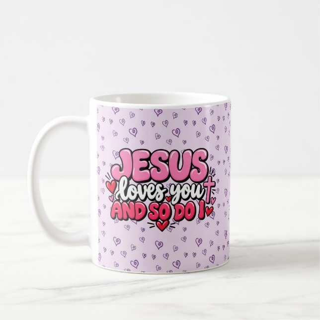 Jesus älskar dig och det gör jag också kaffemugg (Vänster)