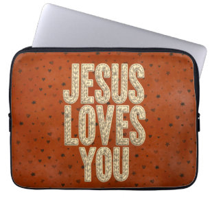 Jesus älskar dig rustik kristen uppmuntran laptop fodral