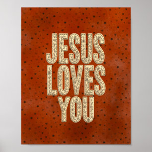 Jesus älskar dig rustik kristen uppmuntran poster