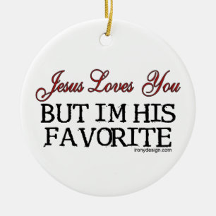 Jesus älskar dig som är favorit- julgransprydnad keramik