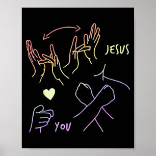 Jesus älskar dig teckenspråk kristen tro poster