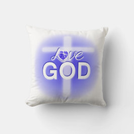 Jesus Älskar Gud Kors Blå Hjarta Kudde