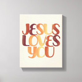 Jesus älskar kristen typografisk design canvastryck