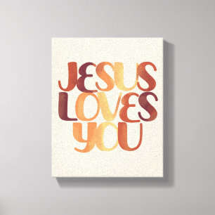 Jesus älskar kristen typografisk design  canvastryck
