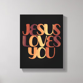 Jesus älskar kristen typografisk design canvastryck