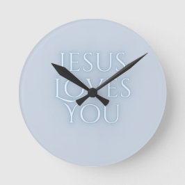 Jesus älskar kristen typografisk design  rund klocka
