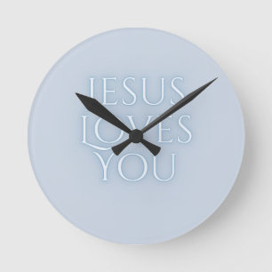 Jesus älskar kristen typografisk design rund klocka