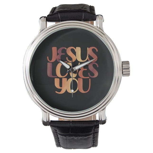 Jesus älskar kristen typsnittsdesign  armbandsur (Framsida)