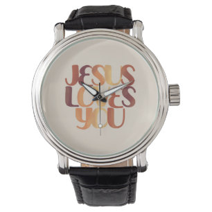 Jesus älskar kristen typsnittsdesign armbandsur