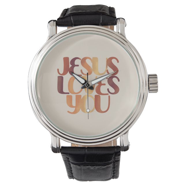 Jesus älskar kristen typsnittsdesign armbandsur (Framsida)