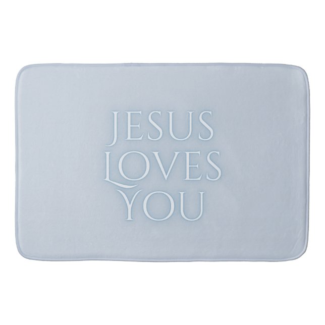 Jesus älskar kristen typsnittsdesign  badrumsmatta (Framsidan)