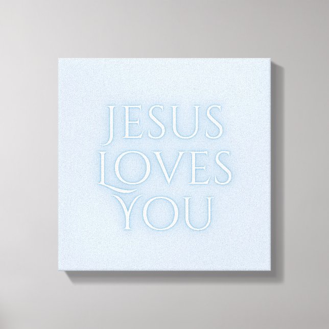 Jesus älskar kristen typsnittsdesign canvastryck (Framsida)
