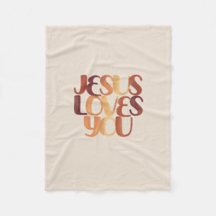 Jesus älskar kristen typsnittsdesign fleecefilt