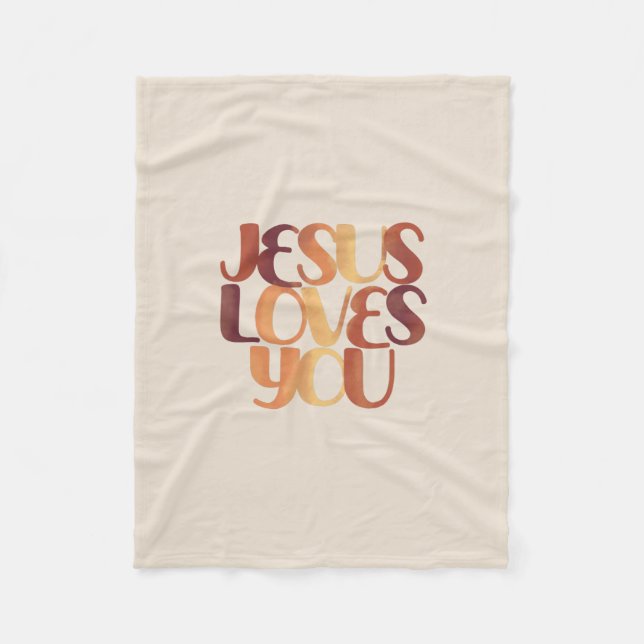 Jesus älskar kristen typsnittsdesign  fleecefilt (Framsidan)