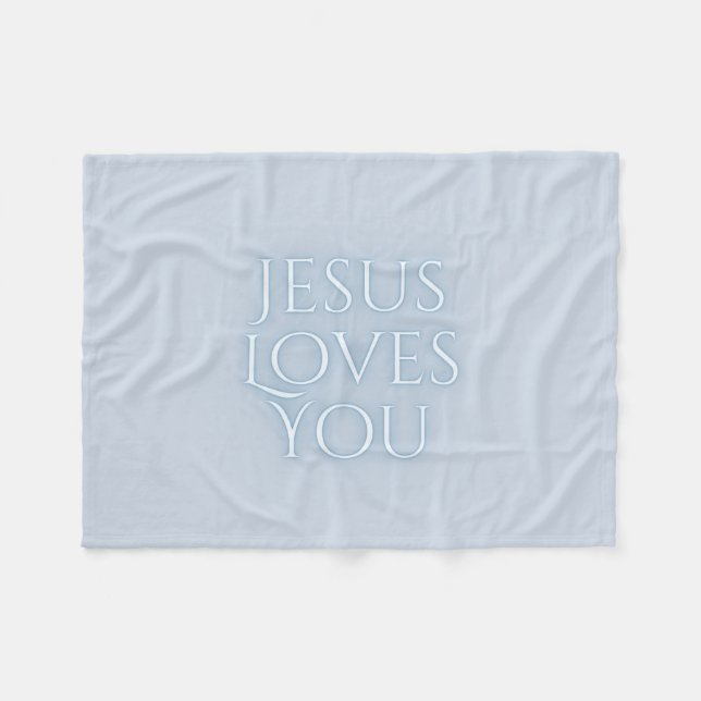 Jesus älskar kristen typsnittsdesign fleecefilt (Framsidan (Horisontell))