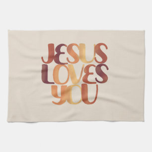 Jesus älskar kristen typsnittsdesign kökshandduk