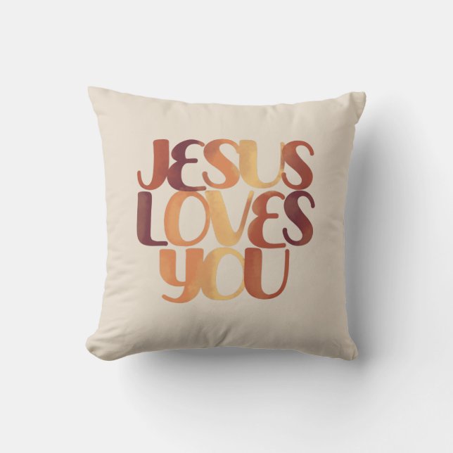 Jesus älskar kristen typsnittsdesign kudde (Framsida)