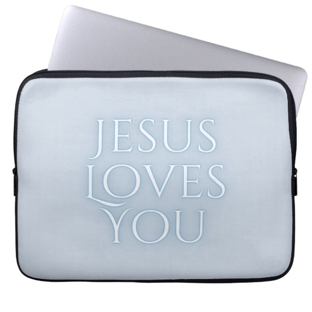 Jesus älskar kristen typsnittsdesign laptop fodral (Framsidan)