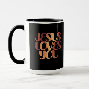 Jesus älskar kristen typsnittsdesign  mugg