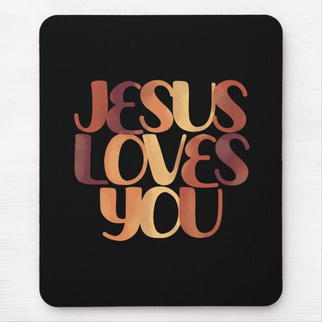 Jesus älskar kristen typsnittsdesign  musmatta (Framsidan)
