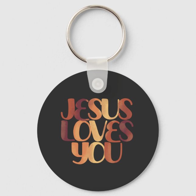Jesus älskar kristen typsnittsdesign  nyckelring (Framsida)