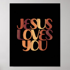 Jesus älskar kristen typsnittsdesign poster