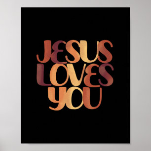 Jesus älskar kristen typsnittsdesign  poster