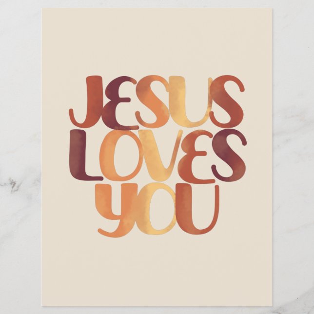 Jesus älskar kristen typsnittsdesign reklamblad (Framsidan)