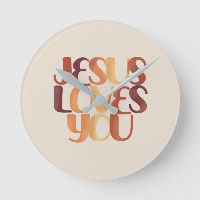 Jesus älskar kristen typsnittsdesign  rund klocka (Framsida)