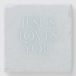 Jesus älskar kristen typsnittsdesign stenunderlägg