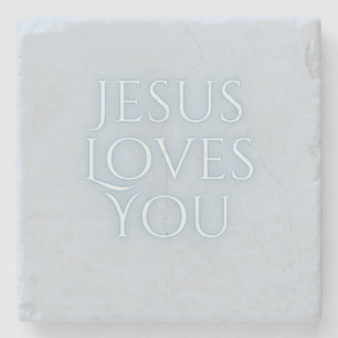 Jesus älskar kristen typsnittsdesign stenunderlägg