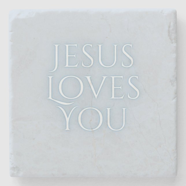 Jesus älskar kristen typsnittsdesign stenunderlägg (Framsidan)