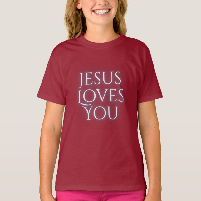 Jesus älskar kristen typsnittsdesign t shirt (Framsida)