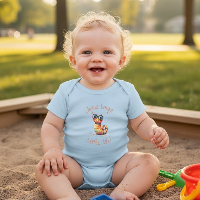 Jesus älskar lilla mig söt larv pojke flicka t shirt (Skapare uppladdad)