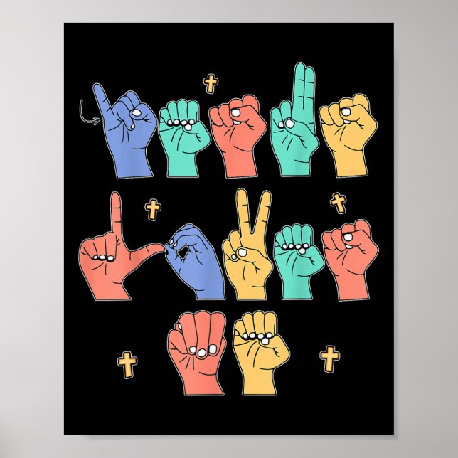 Jesus älskar mig Asl kristen Jesus Småbarn Du teck Poster (Framsidan)