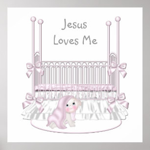 Jesus älskar mig baby Nursery Väggdekor 25x25 Poster