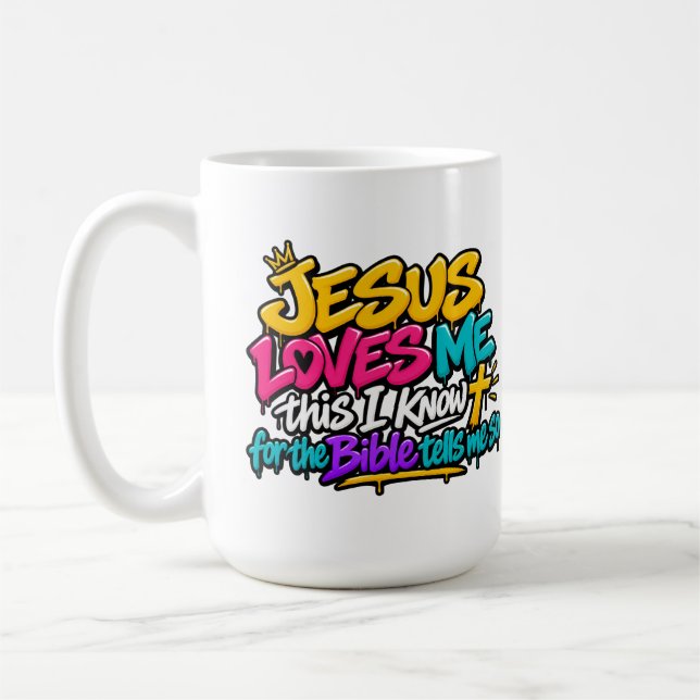 Jesus älskar mig, det vet jag kaffemugg (Vänster)