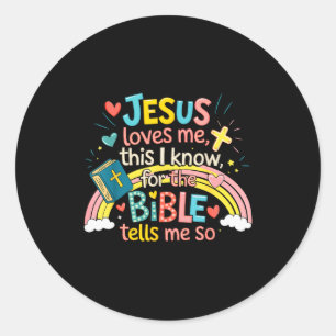 Jesus älskar mig, det vet jag pojkar barn småbarn runt klistermärke