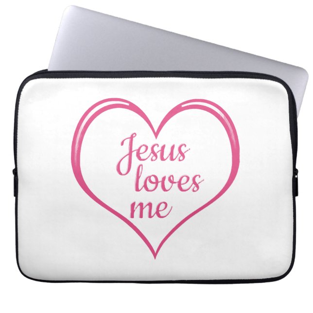 JESUS ÄLSKAR MIG i Hjärtat Laptop Fodral (Framsidan)
